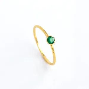 Dainty Stacking Green Onyx Ring: May Birthstone