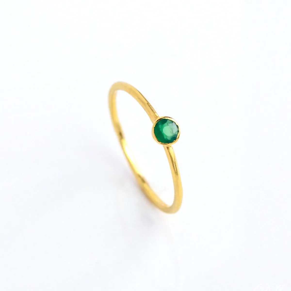 Dainty Stacking Green Onyx Ring: May Birthstone