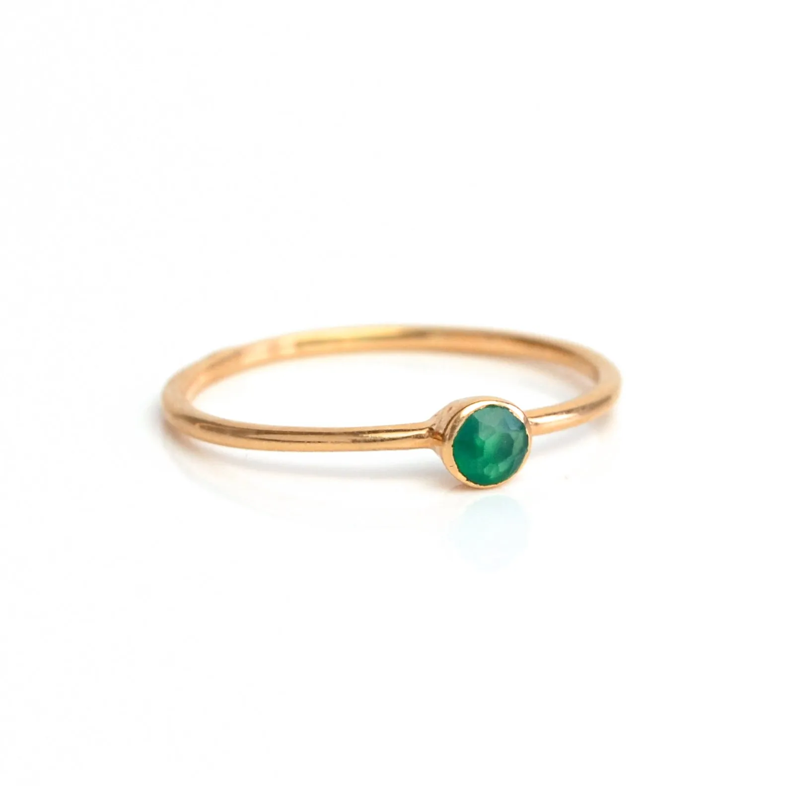 Dainty Stacking Green Onyx Ring: May Birthstone
