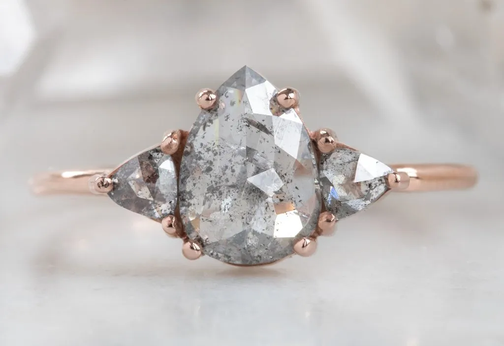 Design Your Own Custom Natural Salt And Pepper Rose Cut Diamond Engagement Ring