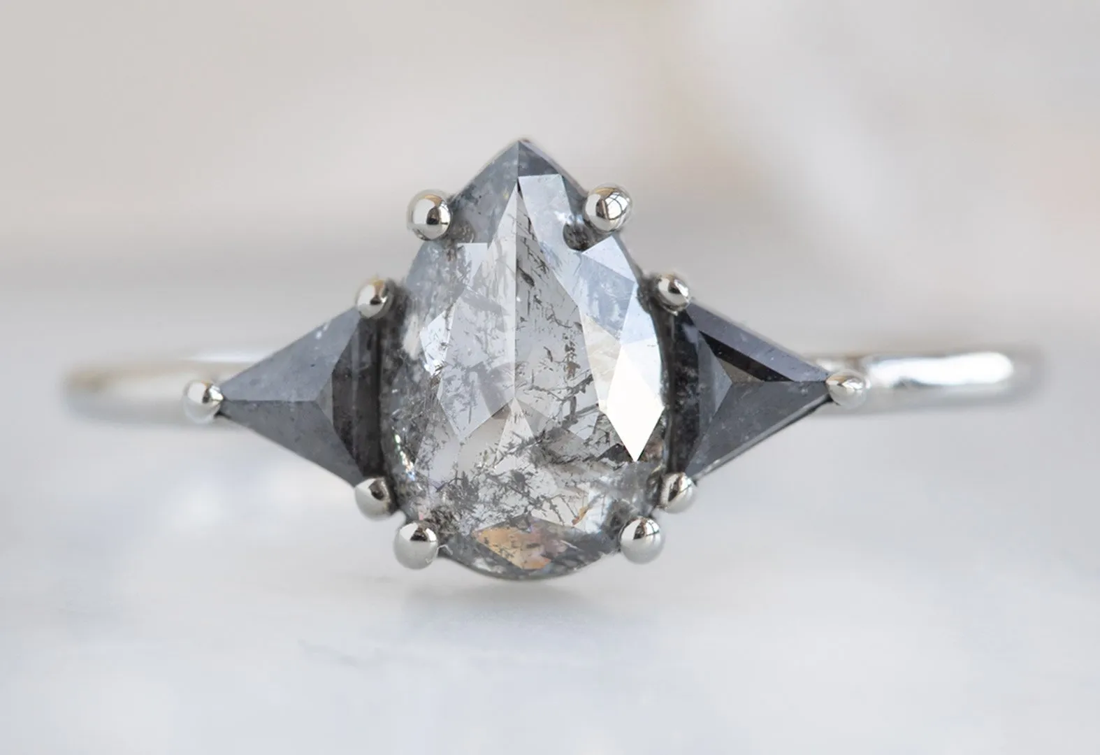 Design Your Own Custom Natural Salt And Pepper Rose Cut Diamond Engagement Ring