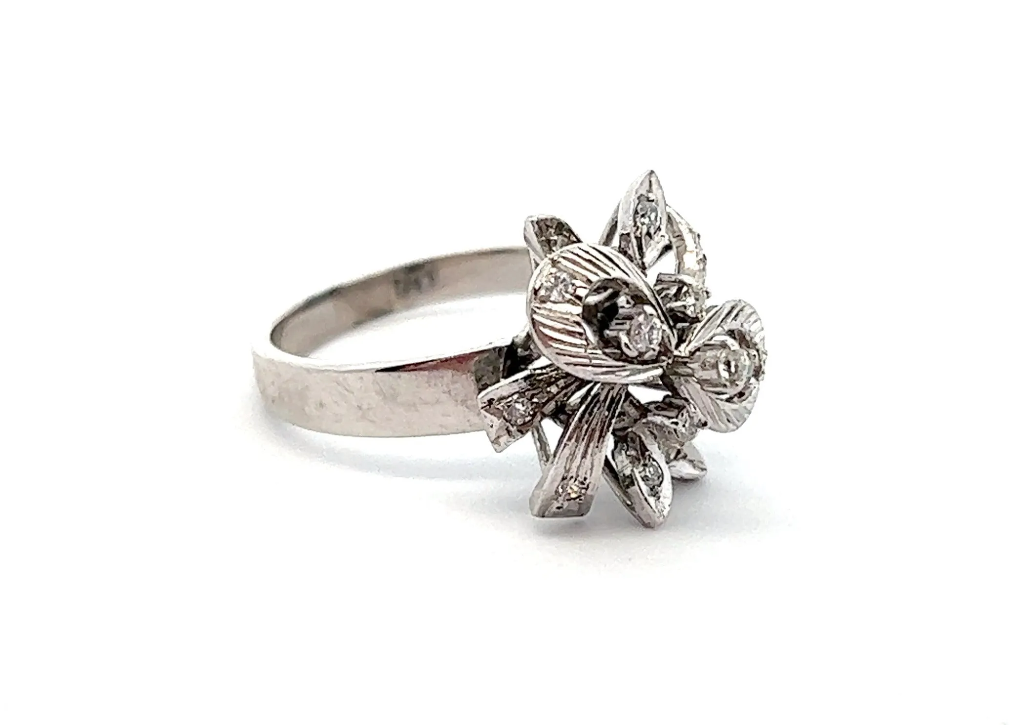 Diamond 18ct White Gold Floral Ring