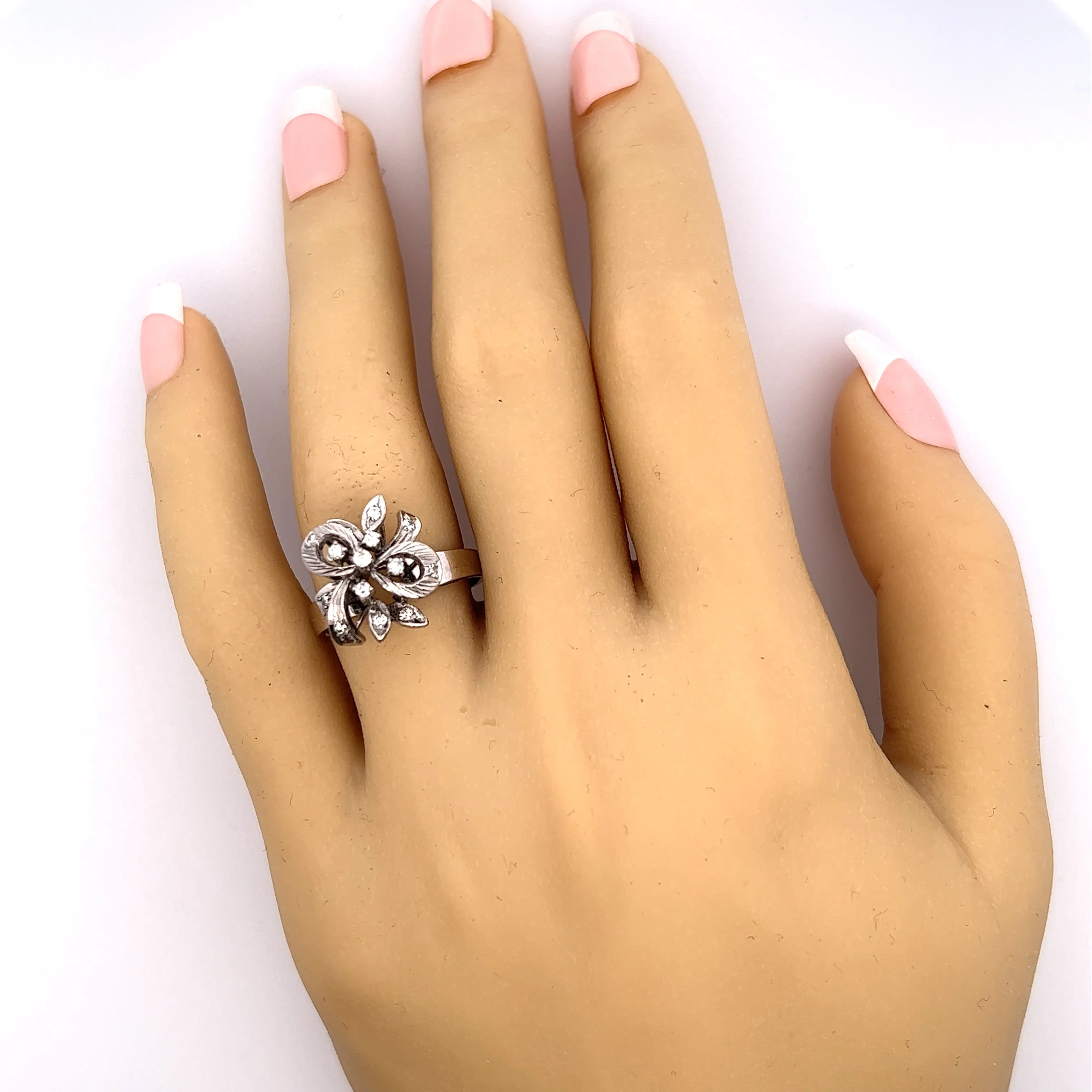Diamond 18ct White Gold Floral Ring