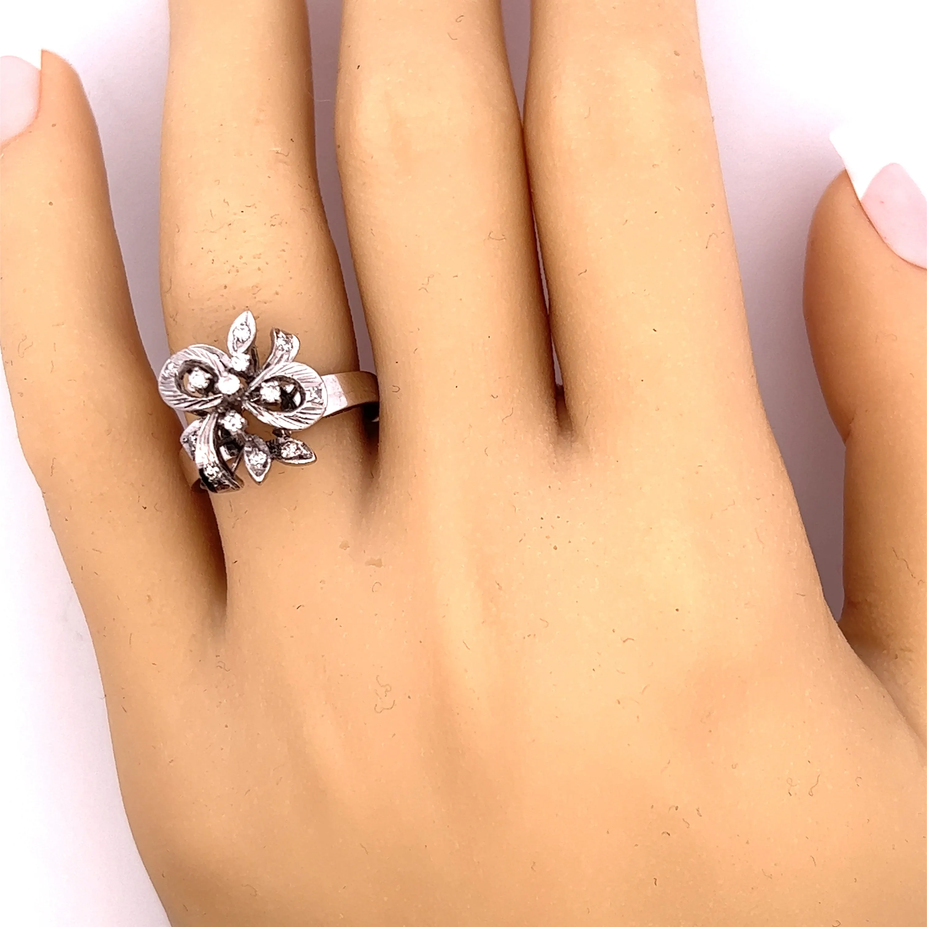 Diamond 18ct White Gold Floral Ring