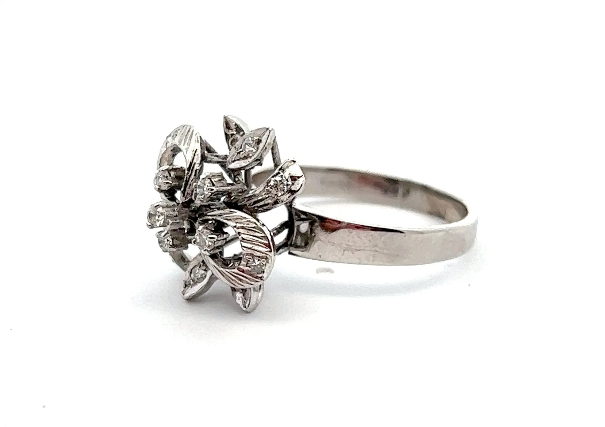 Diamond 18ct White Gold Floral Ring