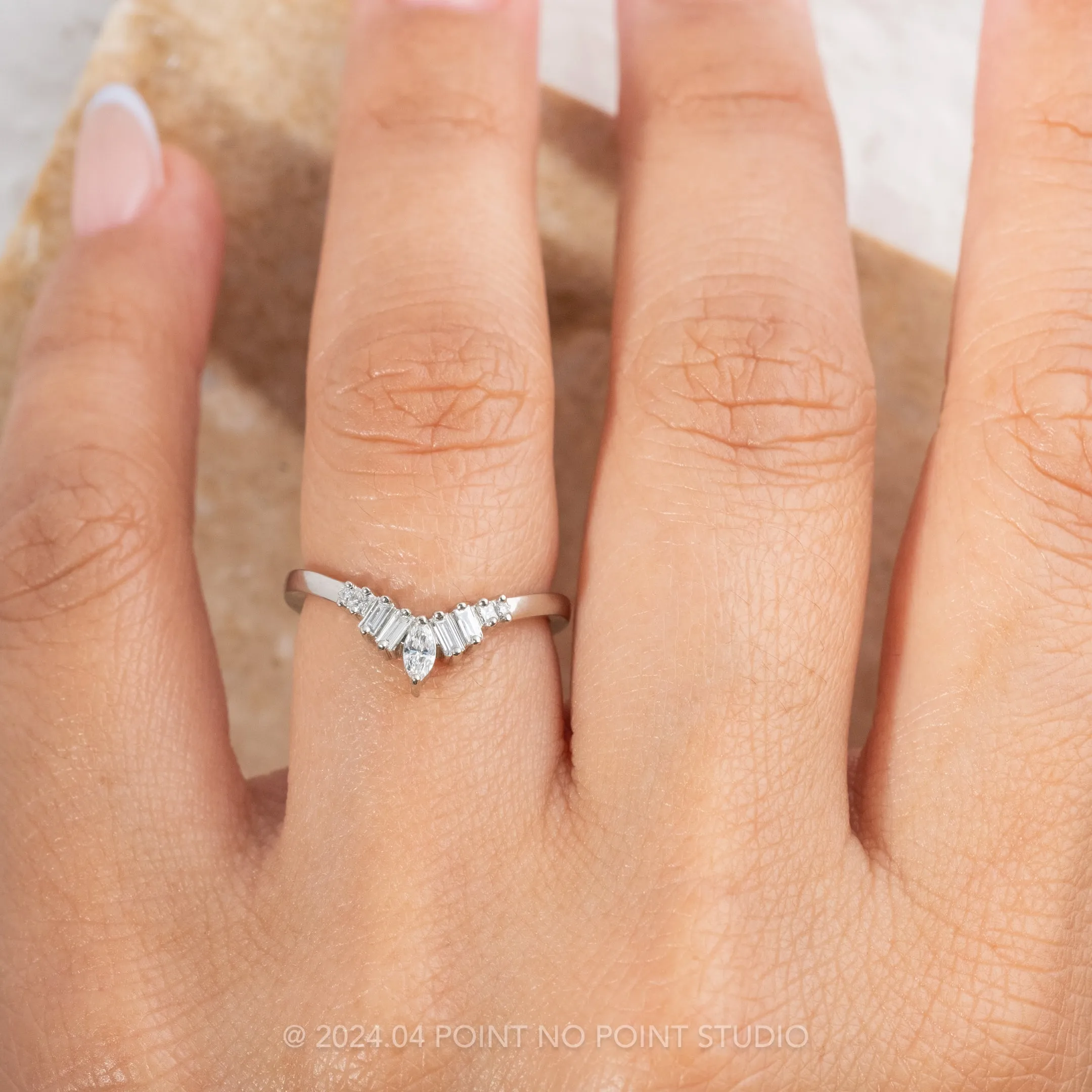 Diamond Wedding Band, Wren Setting, 14k White Gold