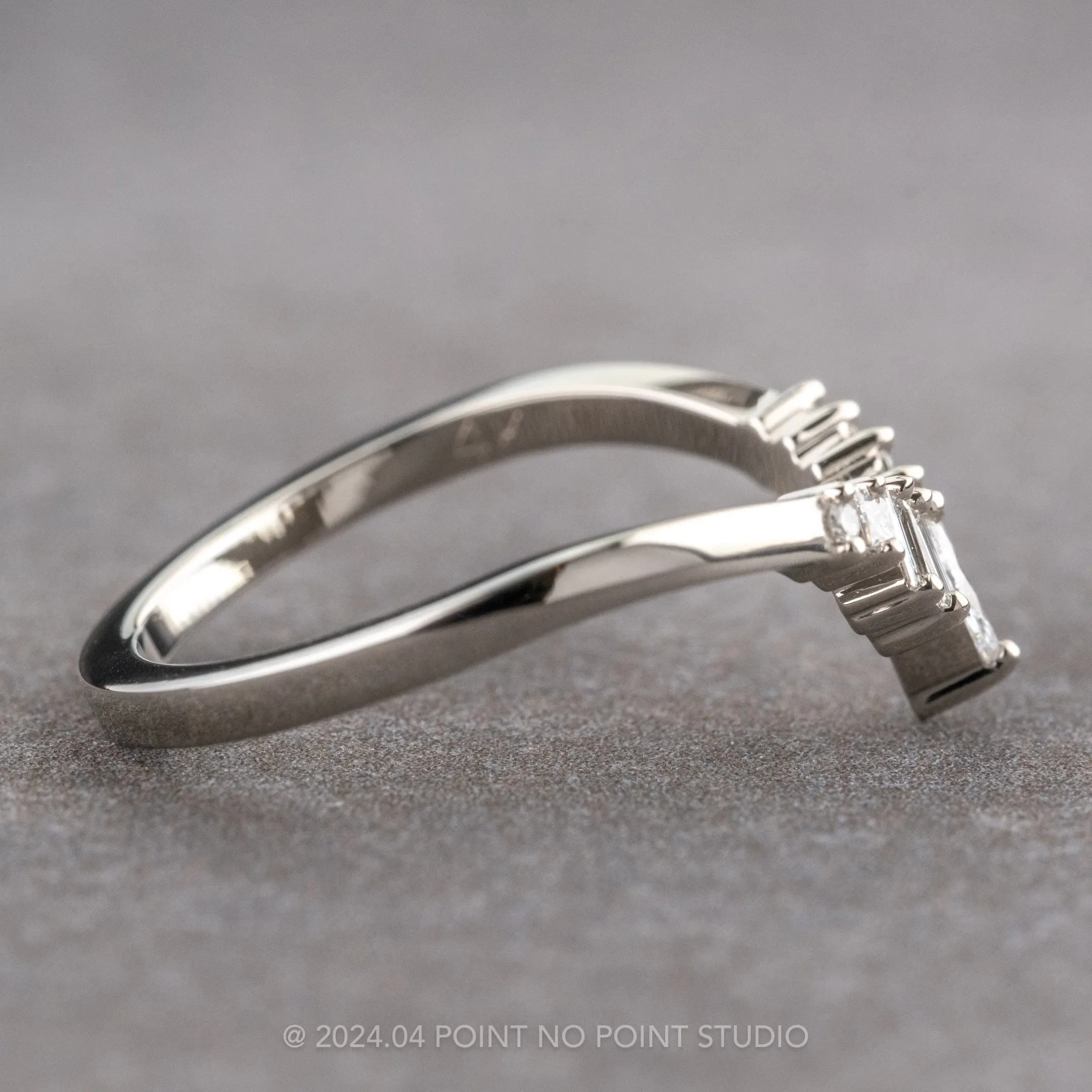 Diamond Wedding Band, Wren Setting, 14k White Gold