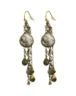 Eber Rhodium Opal Earrings