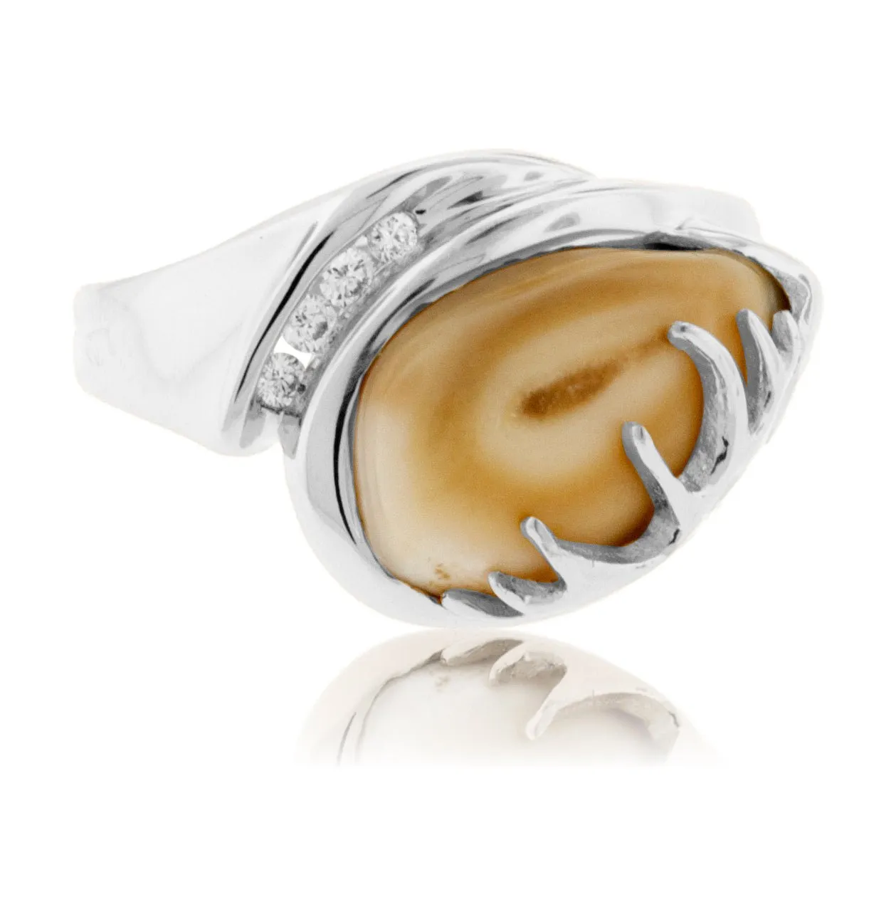 Elk Ivory Four Diamond Accented Ring