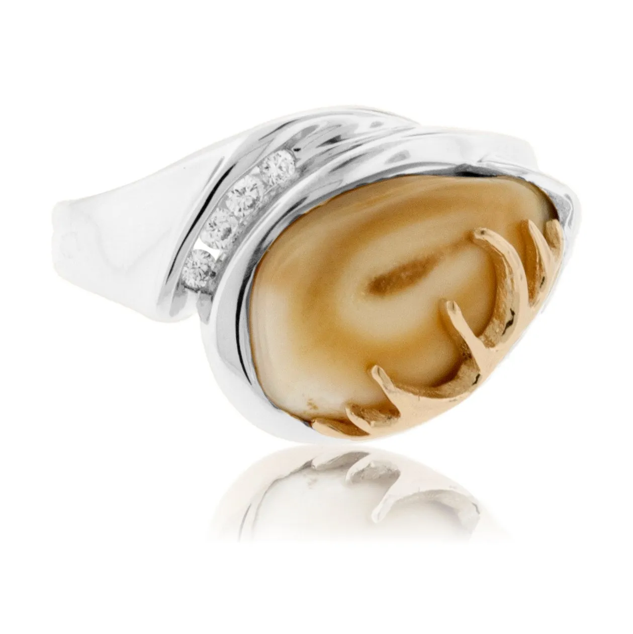 Elk Ivory Four Diamond Accented Ring