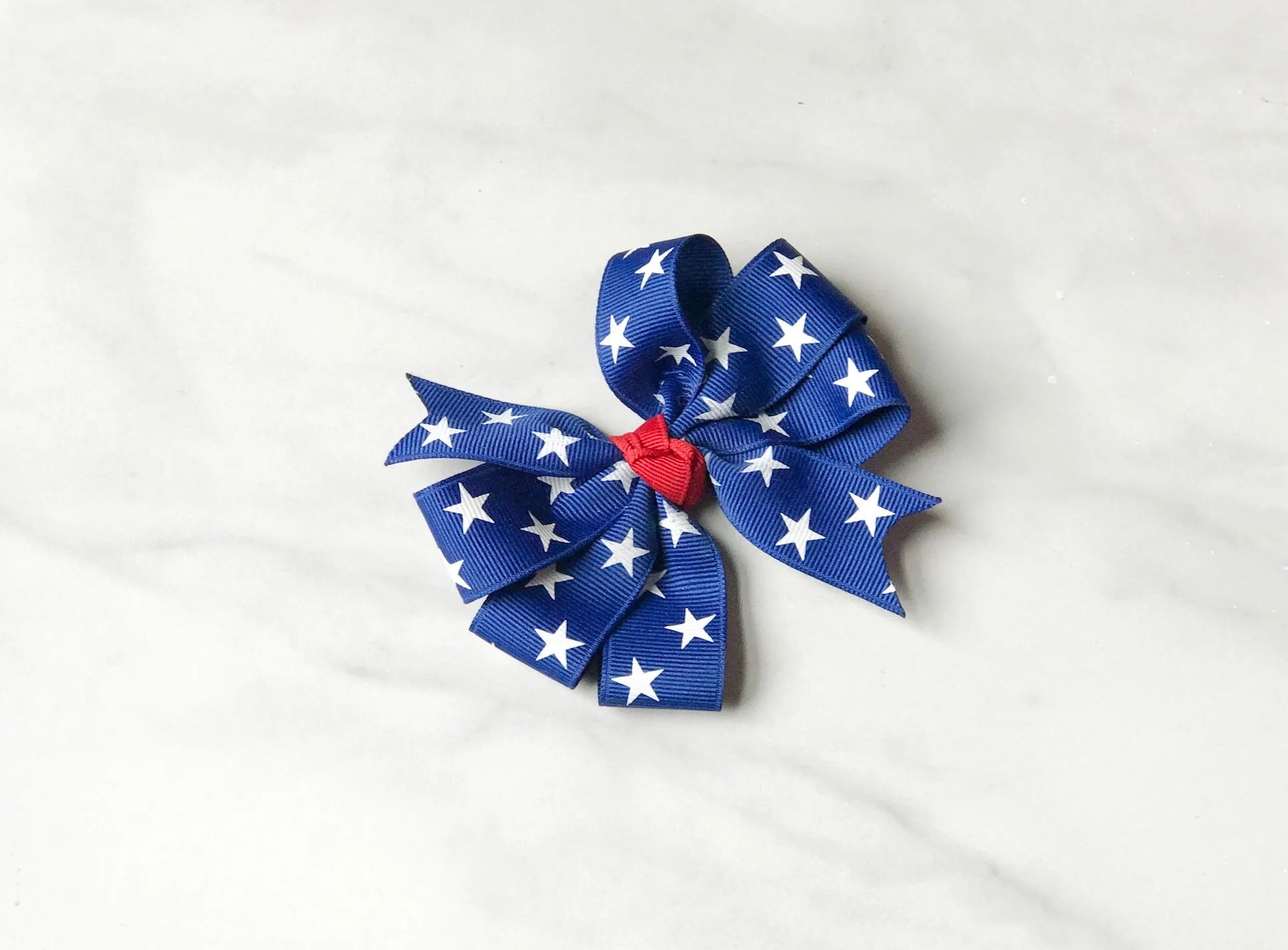 Girls Patriotic Royal Blue Triple Loop Hair Bow I The Enchanted Magnolia