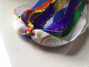 Girls Rainbow Hair Ponytail Ribbon Streamers I The Enchanted Magnolia