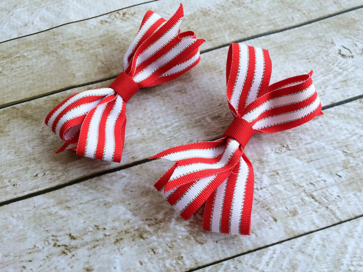 Girls Red and White Ponytail Bows I The Enchanted Magnolia
