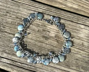 Glass & crystal bead charm bracelet
