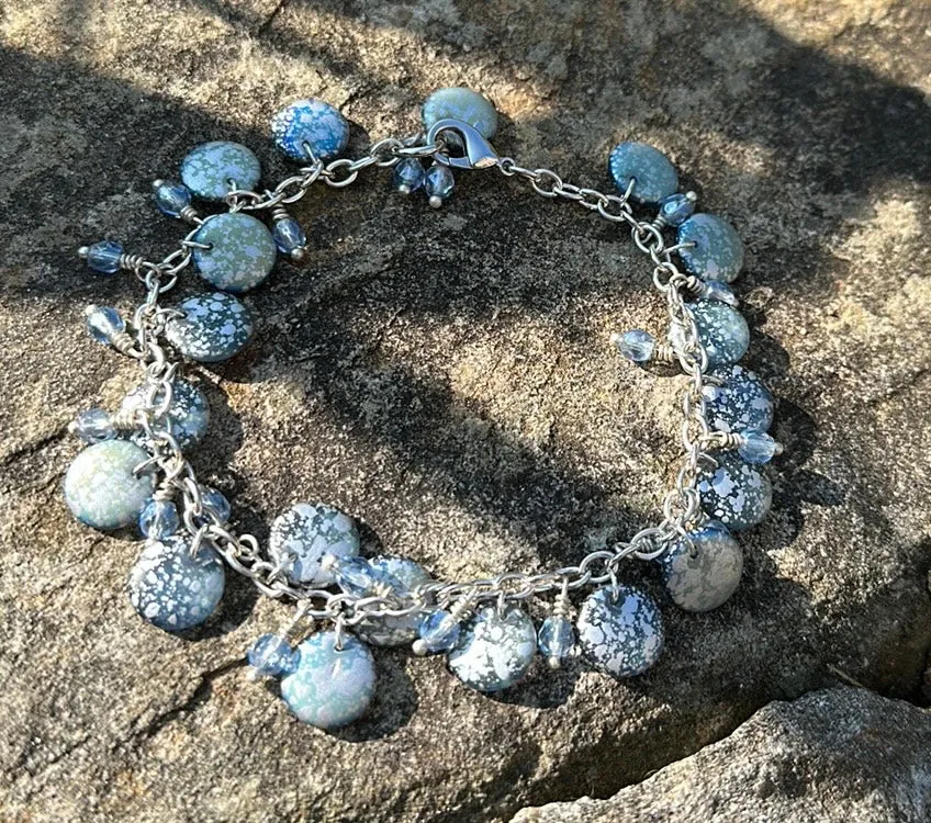 Glass & crystal bead charm bracelet