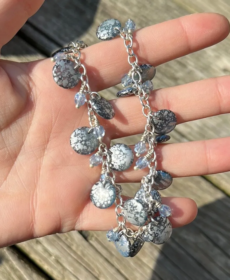 Glass & crystal bead charm bracelet