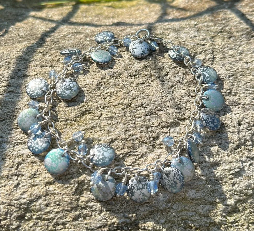 Glass & crystal bead charm bracelet