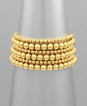 Gold Beaded Stretchy Bracelet Stack