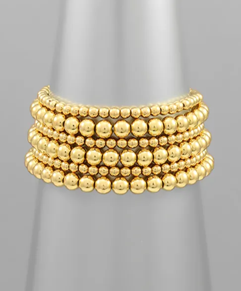 Gold Beaded Stretchy Bracelet Stack