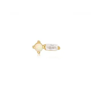 Gold Kyoto Opal Sparkle Barbell Single Earring E047-03G