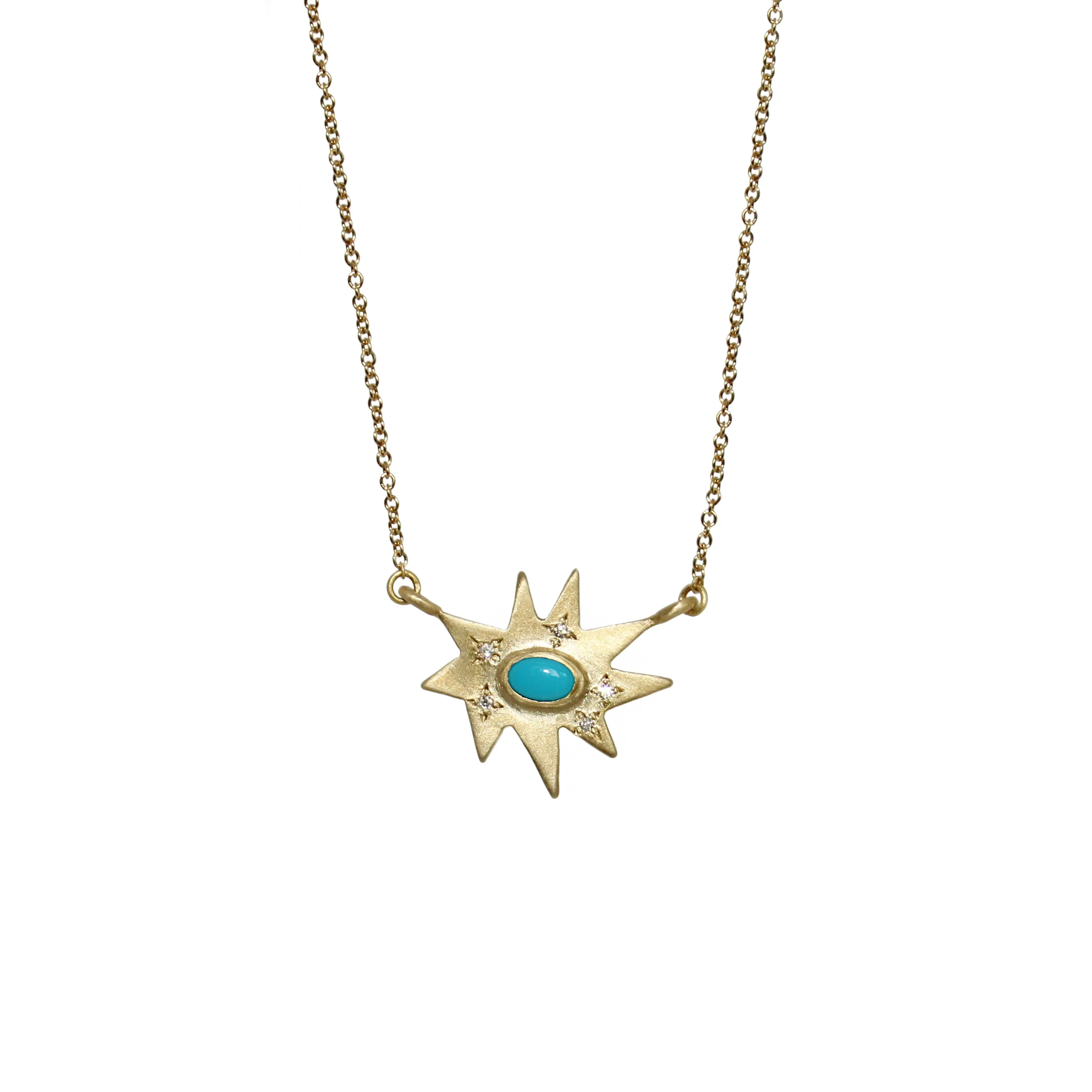 Gold Midi Kapow Necklace: Turquoise