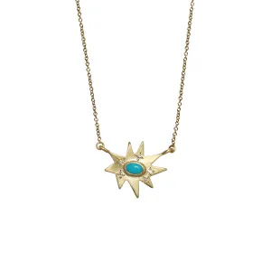 Gold Midi Kapow Necklace: Turquoise