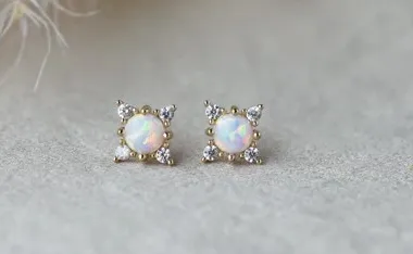 Gold Plate Opalite Studs