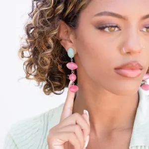 Green Opal & Pink Moonglow Fish Scale Earrings