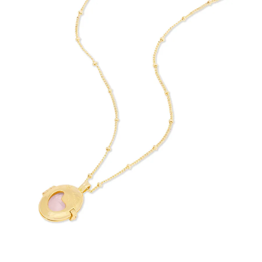 Healing Rose Quartz Gold Locket Necklace