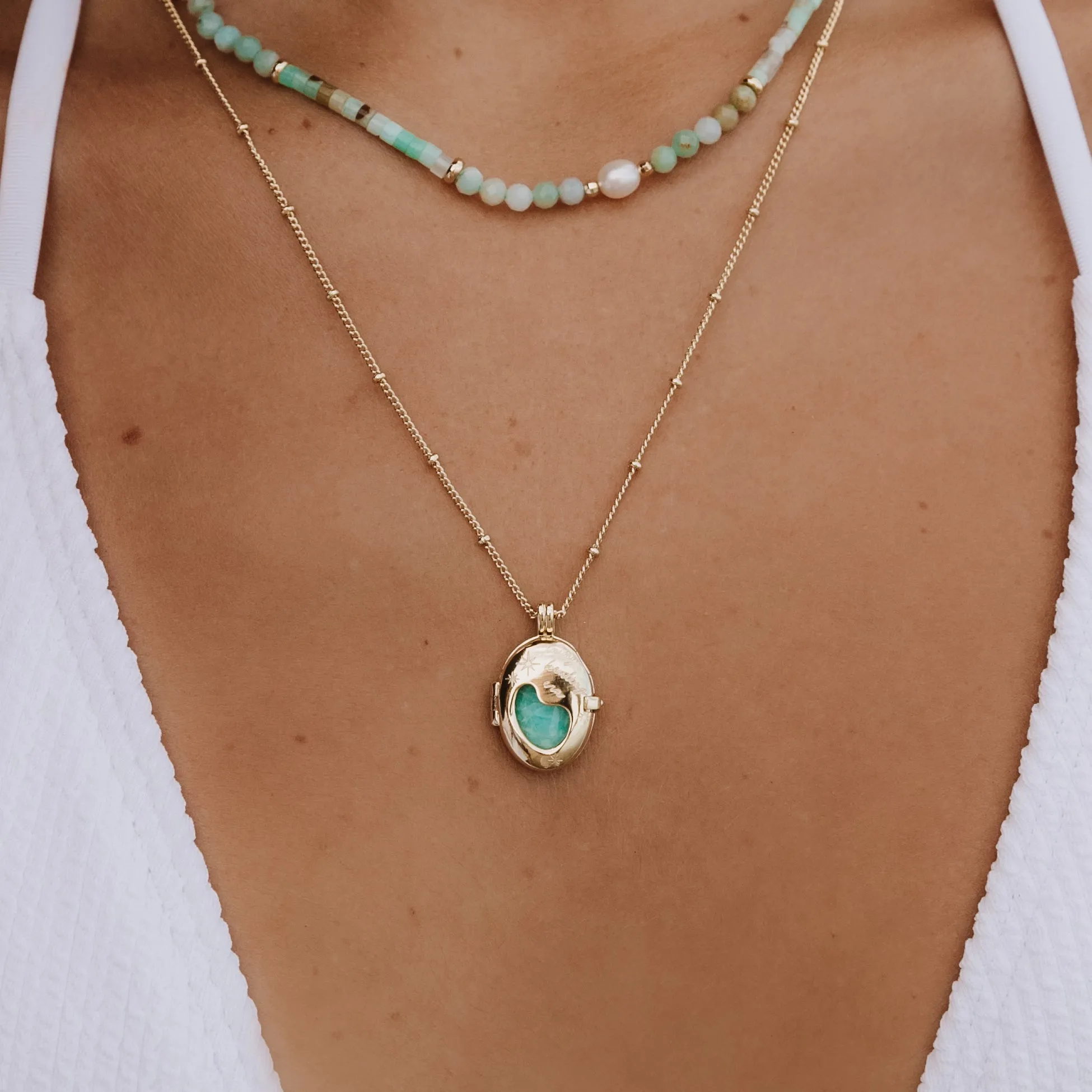 Healing Rose Quartz Gold Locket Necklace