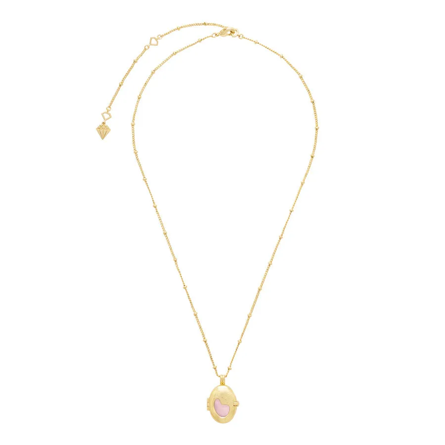 Healing Rose Quartz Gold Locket Necklace