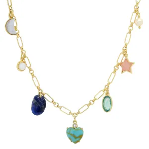 Heart and Moon Charm Necklace