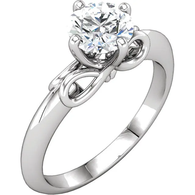 Infinity Style Solitaire Moissanite Engagement Ring