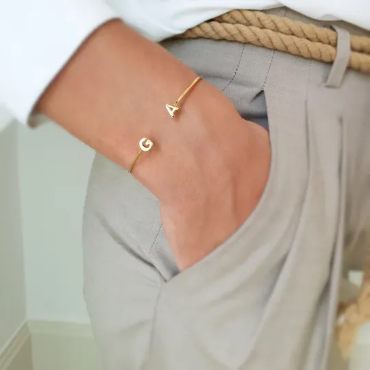 Initial Bangle 14k In Solid Gold