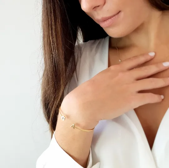 Initial Bangle 14k In Solid Gold