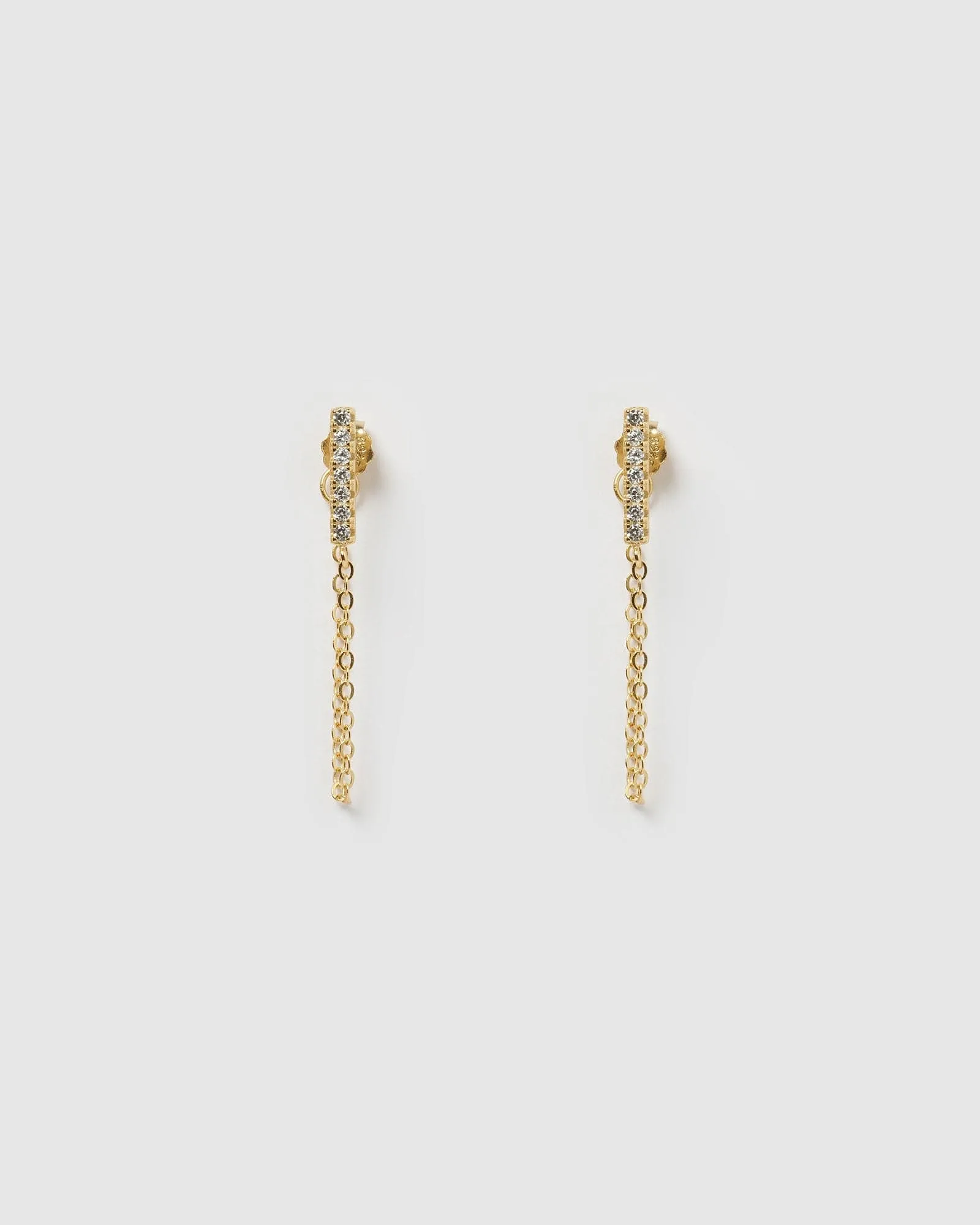 Izoa Sandra Drop Stud Earrings Gold