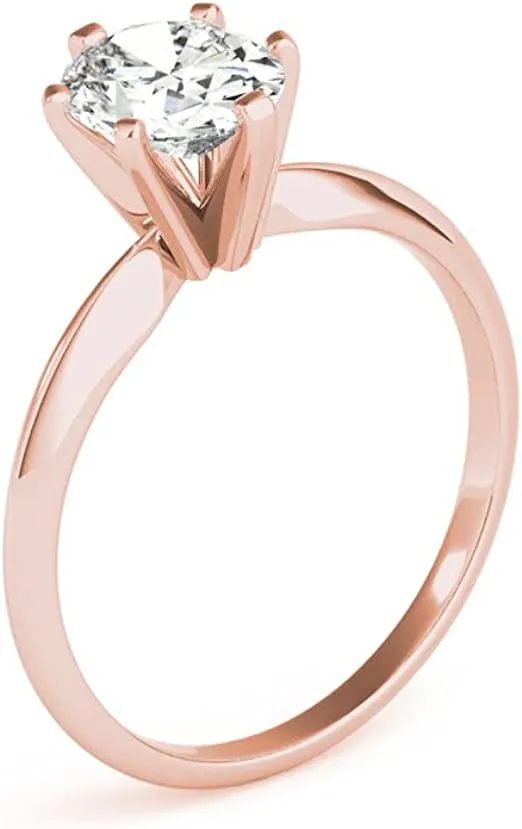 JewelMore 1 Carat - 3 Carat | Certified Lab Grown Diamond Engagement Ring For Women | 14K in White, Yellow Or Rose Gold | Lab Created Four-Prong Solitaire Diamond Engagement Ring | FG-VS1-VS2 Quality Revival Diamonds Engagement Ring