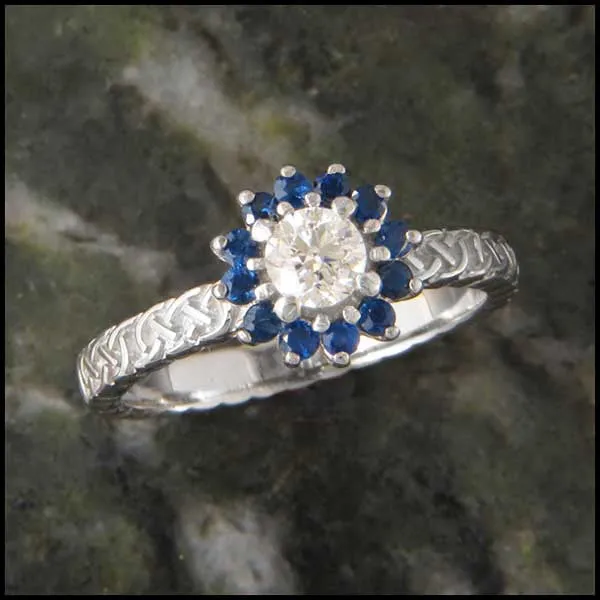 Josephine's Knot Sapphire and Diamond Halo