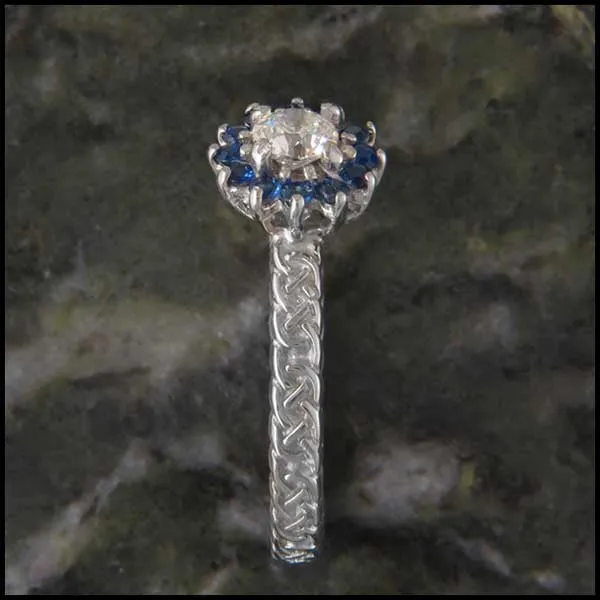 Josephine's Knot Sapphire and Diamond Halo
