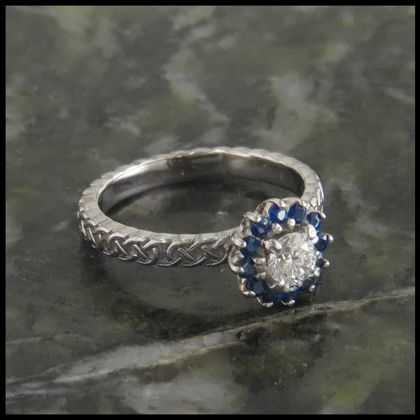 Josephine's Knot Sapphire and Diamond Halo