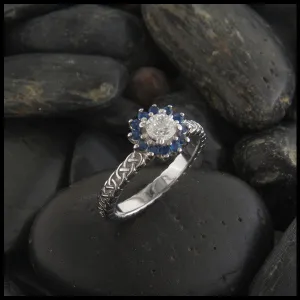 Josephine's Knot Sapphire and Diamond Halo
