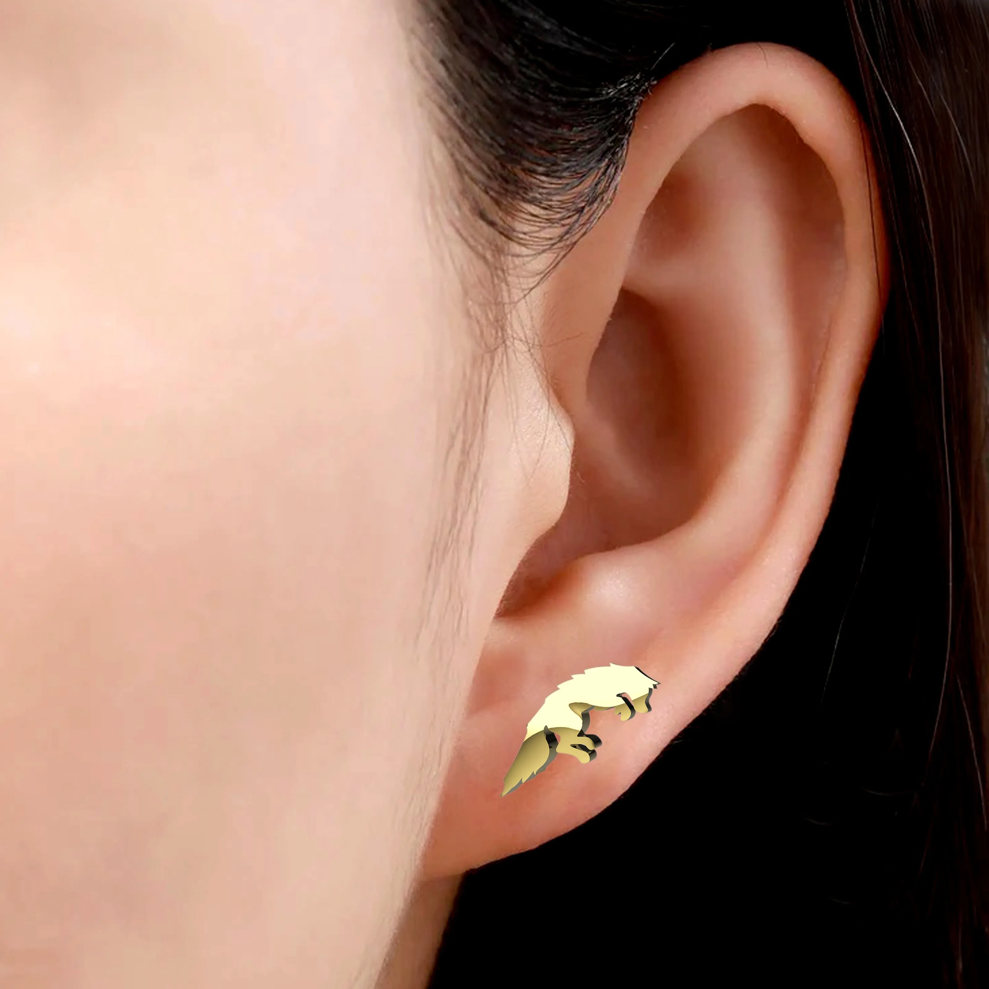Jumping Fox Stud Earrings Animal Earrings