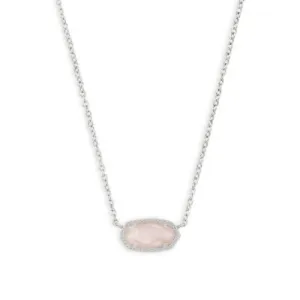Kendra Scott Elisa Necklace Rhodium Rose Quartz