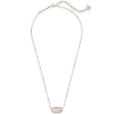 Kendra Scott Elisa Necklace Rhodium Rose Quartz