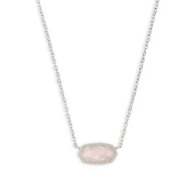 Kendra Scott Elisa Necklace Rhodium Rose Quartz