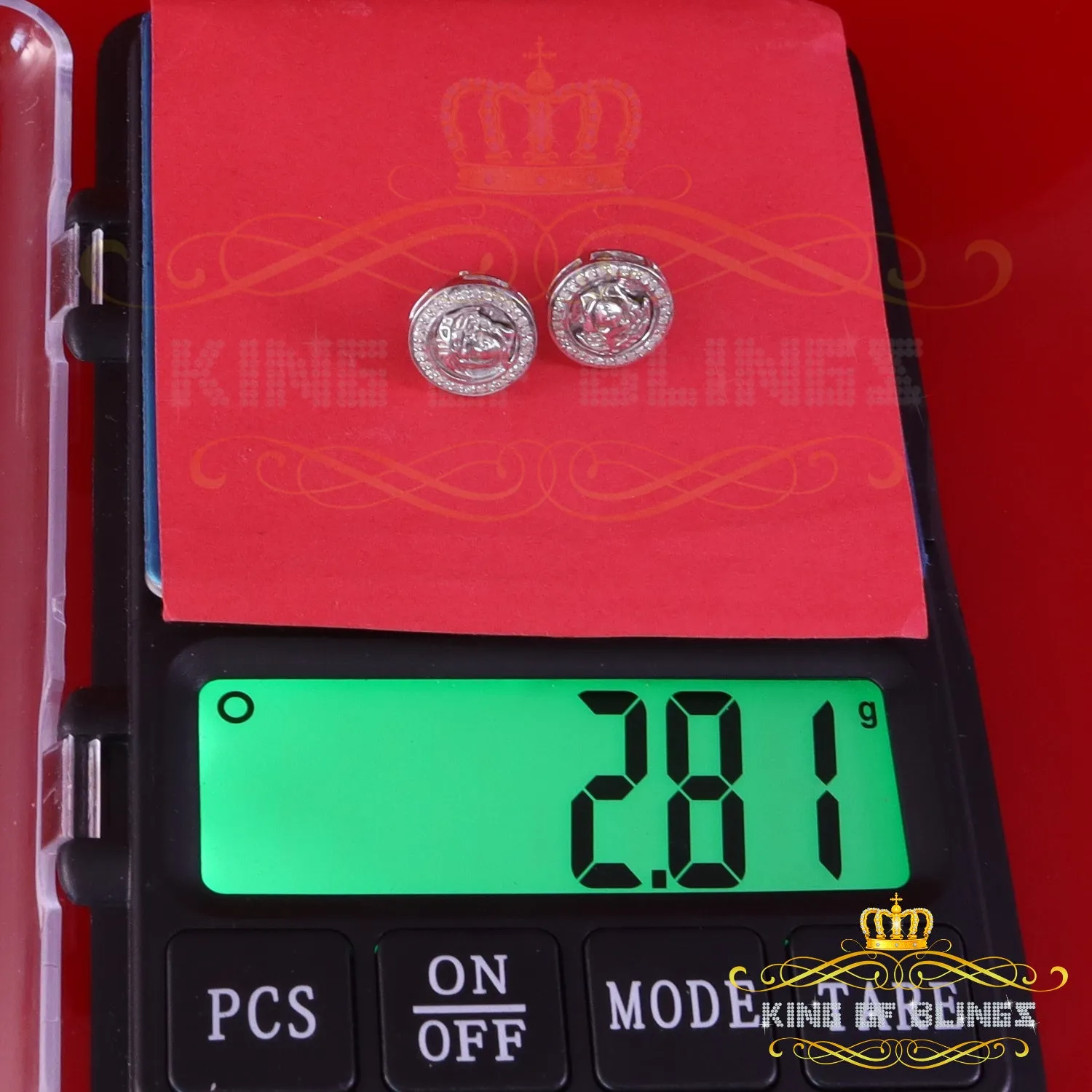 King Of Bling's 0.20ct Diamond 925 Sterling White Silver for Men's & Women's Stud Medusa Earring