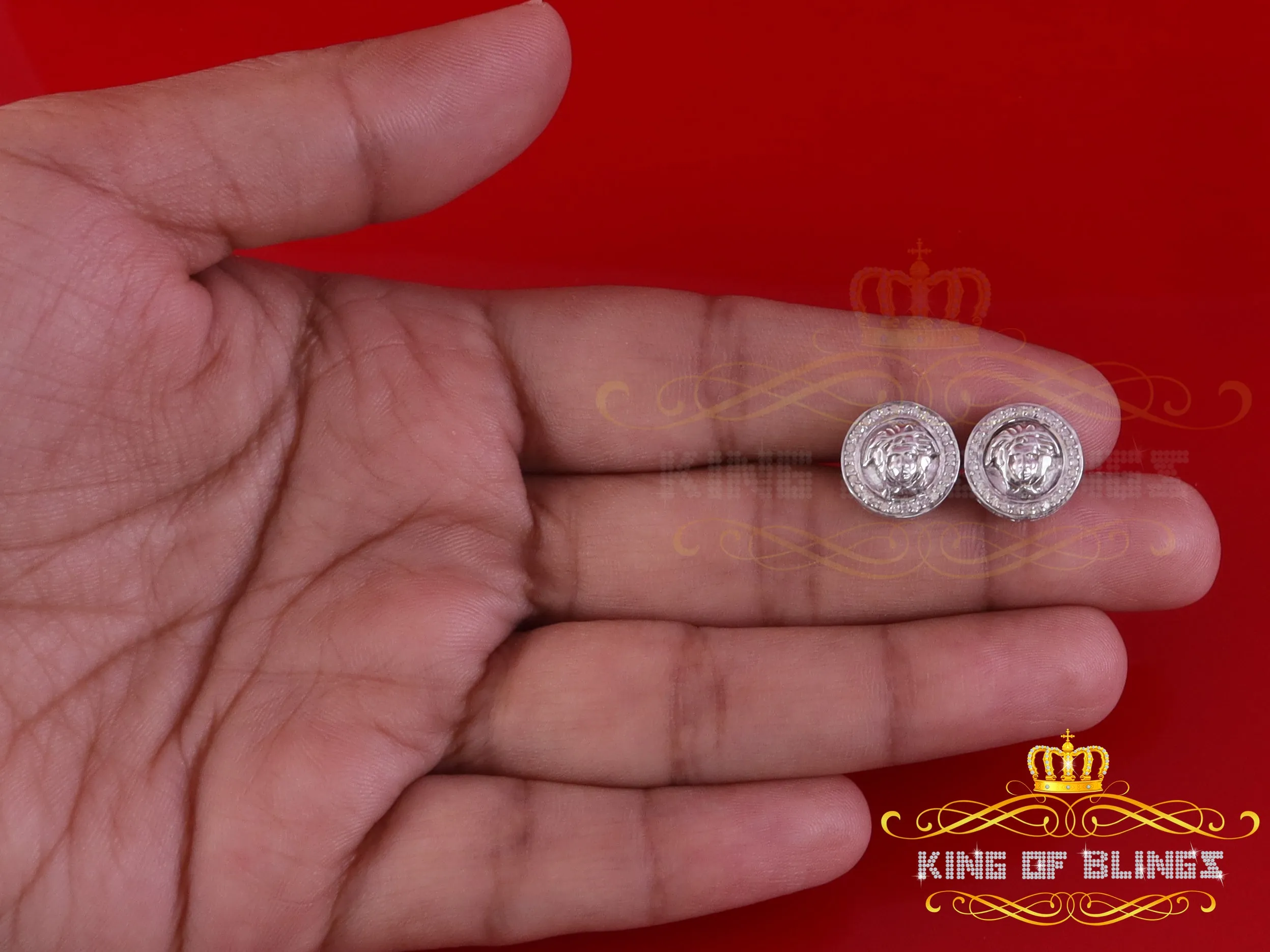 King Of Bling's 0.20ct Diamond 925 Sterling White Silver for Men's & Women's Stud Medusa Earring