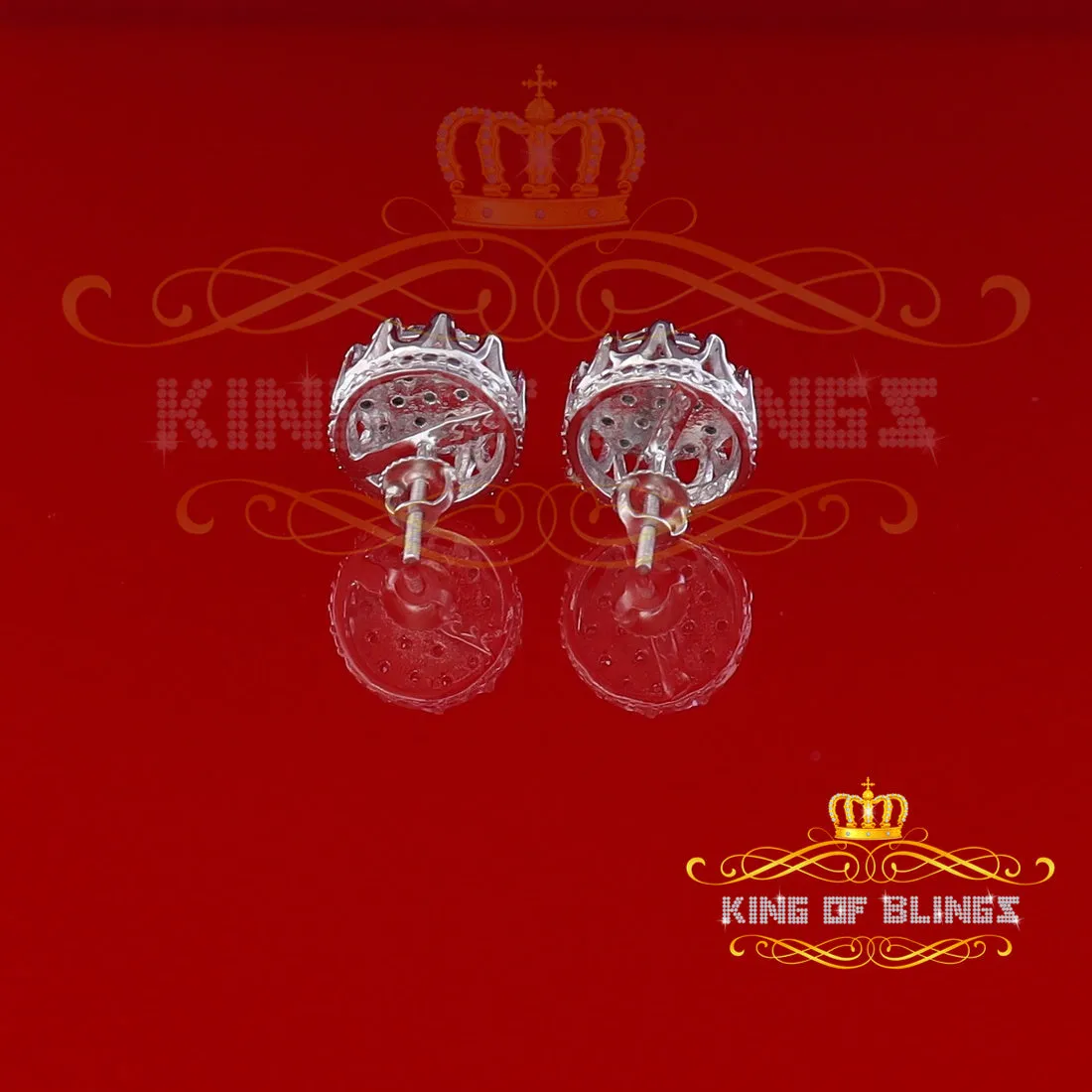 King Of Bling's 925 Sterling White Silver 0.10ct Diamond Flower Earrings For Women's & Men's