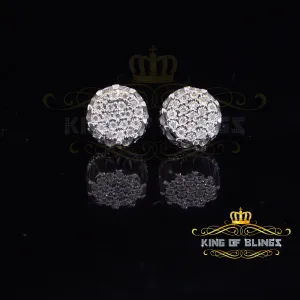 King Of Bling's 925 Sterling White Silver 0.10ct Diamond Flower Earrings For Women's & Men's