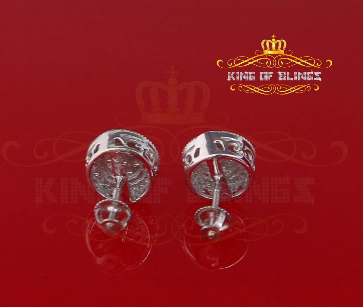 King of Blings- Aretes Para Hombre 925 White Silver 1.59ct Cubic Zirconia Round Women's Earrings